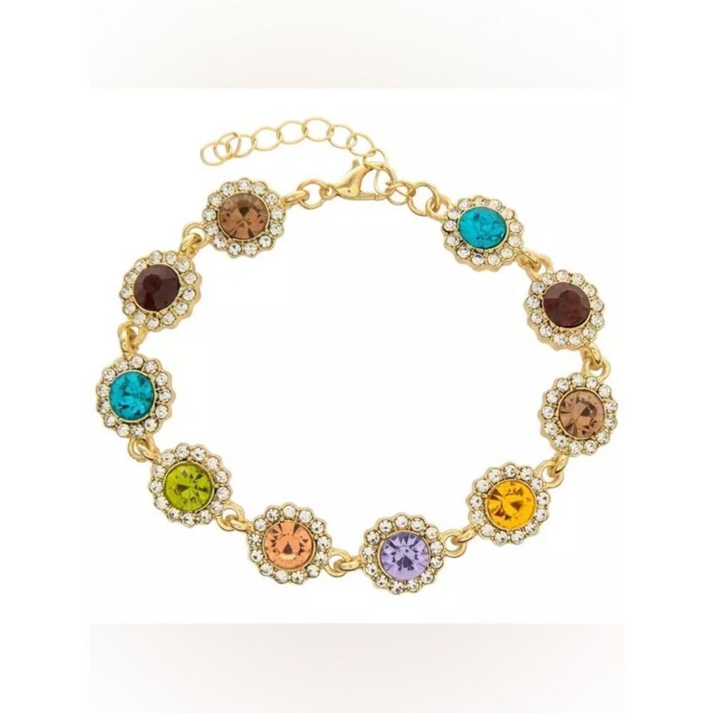 New Gold-Tone Multicolor Crystal Bracelet - Women Jewelry